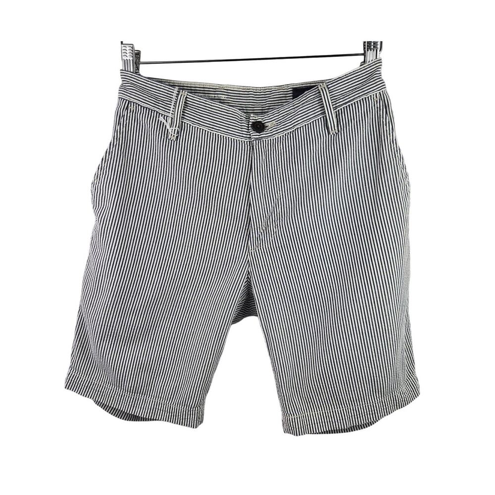 AG ADRIANO GOLDSCHMIED “THE WANDERER” SHORTS MEN’S SIZE 32R WHITE / BLUE STRIPES